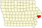 Map of Iowa highlighting Scott County